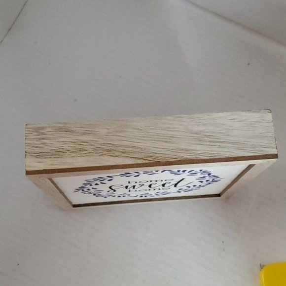 Home Sweet Home Sign Wall Decor Art Square Wood Frame Table Top - Picture 2 of 9